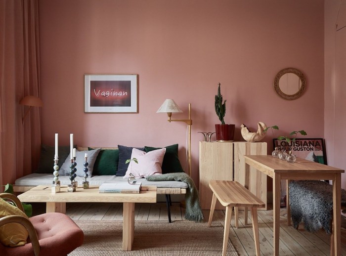 Room living pink brown modern ofdesign